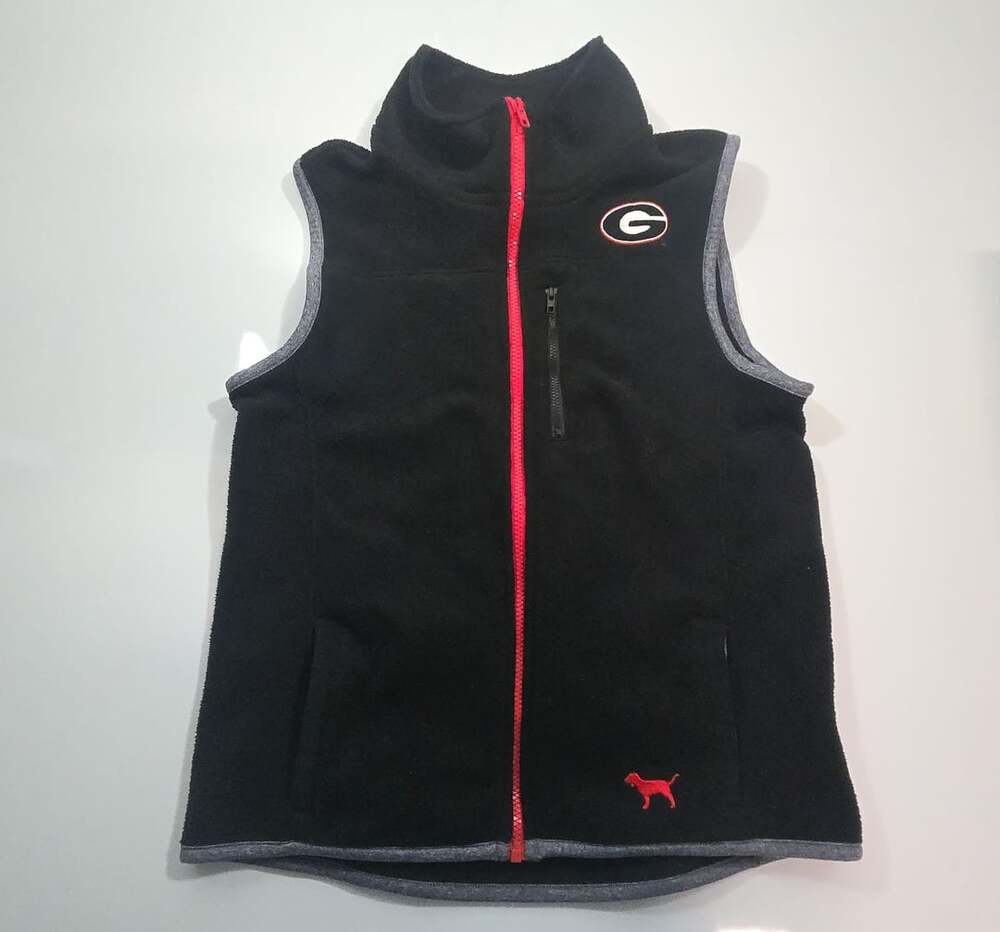 Pink Victoria's Secret University of Georgia UGA Black Fleece Full Zip Vest XS